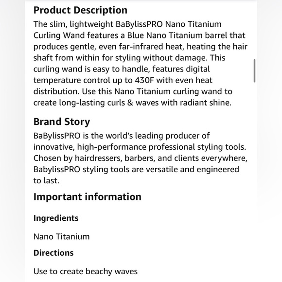 BaBylissPRO Nano Titanium Blue Curling Wand 1 1/4 inch - Picture 8 of 9